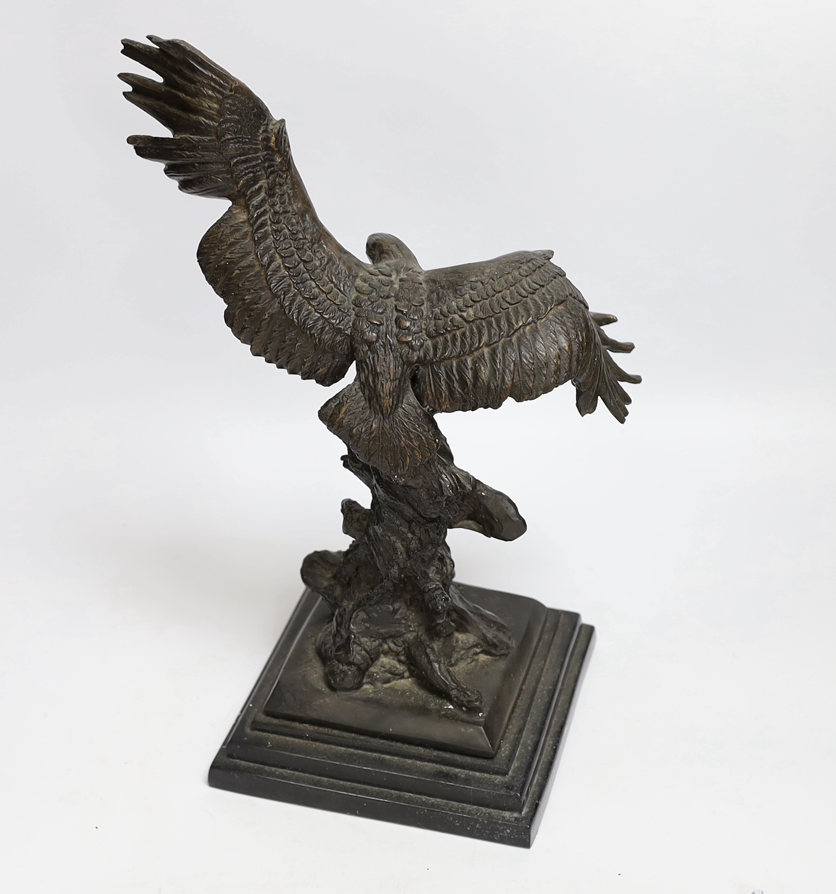 After Pierre-Jules Mêne (1810 - 1879), a bronze model of a perched eagle, 34cm